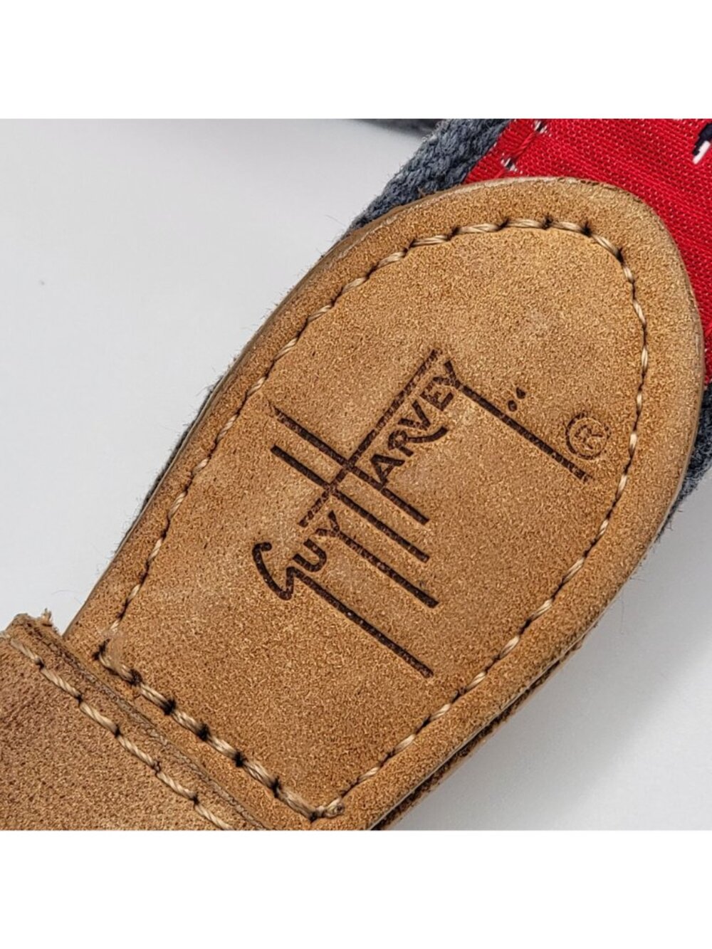 Vtg Guy Harvey Canvas Belt with Leather Accents & Marlin Fish Embroidery Red - Picture 5 of 14